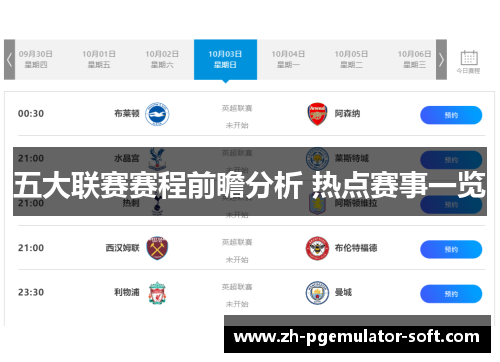 五大联赛赛程前瞻分析 热点赛事一览